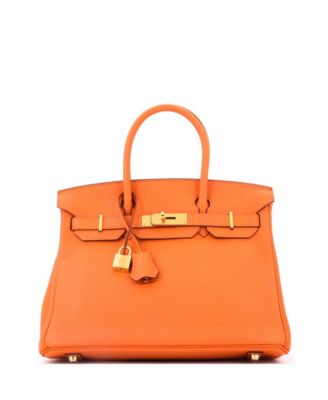 Pre-Owned HERMES Pre-Owned Hermes Birkin 30 Handbag Orange Clemence with Gold Hardware