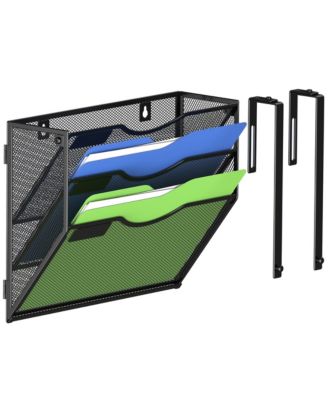 Wall File Organizer 5 Vertical Pockets Metal Wall Mounted Holder