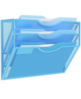 Wall File Organizer 5 Vertical Pockets Metal Wall Mounted Holder
