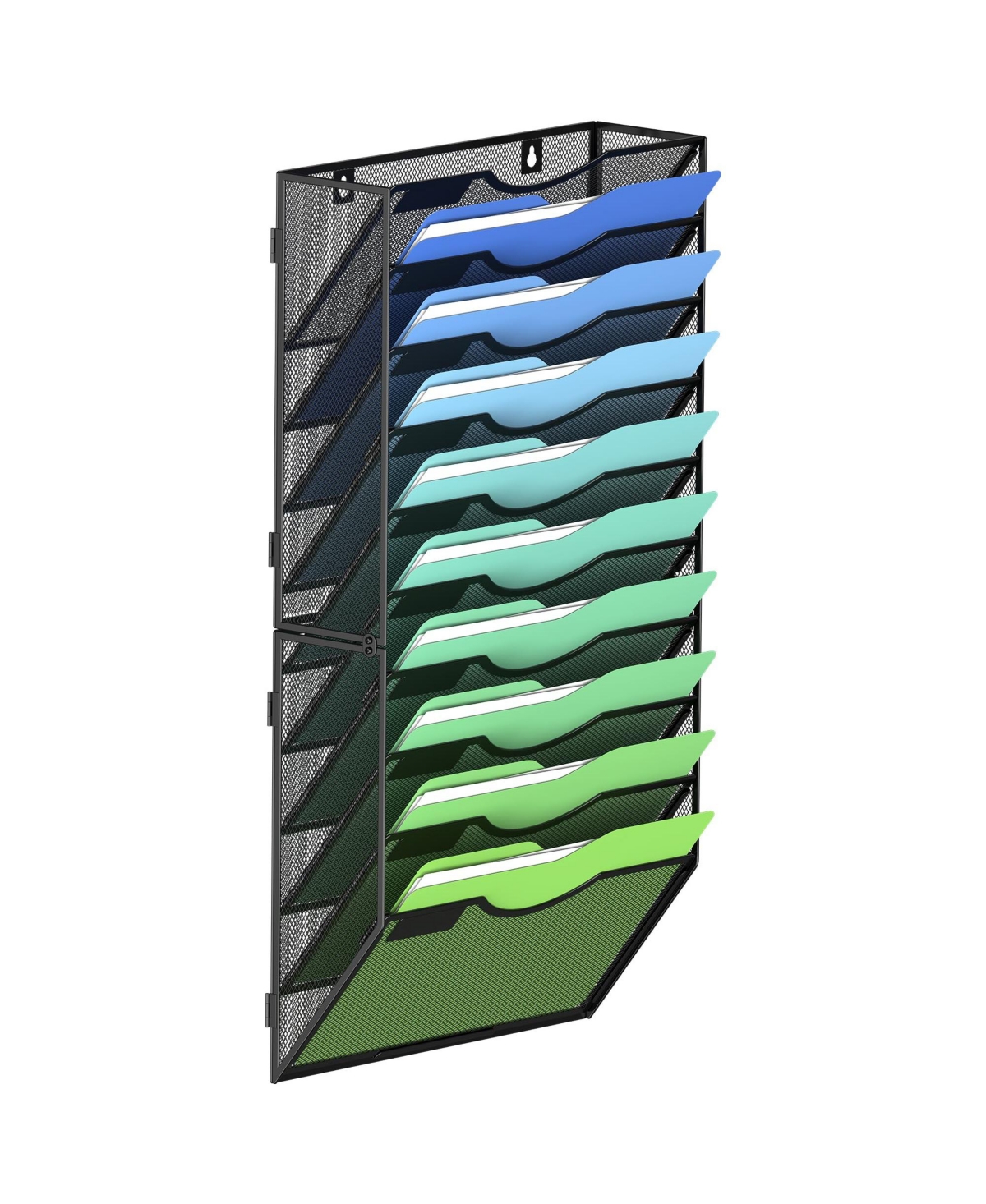 Four Candies Wall File Organizer 5 Vertical Pockets Metal Mounted Holder