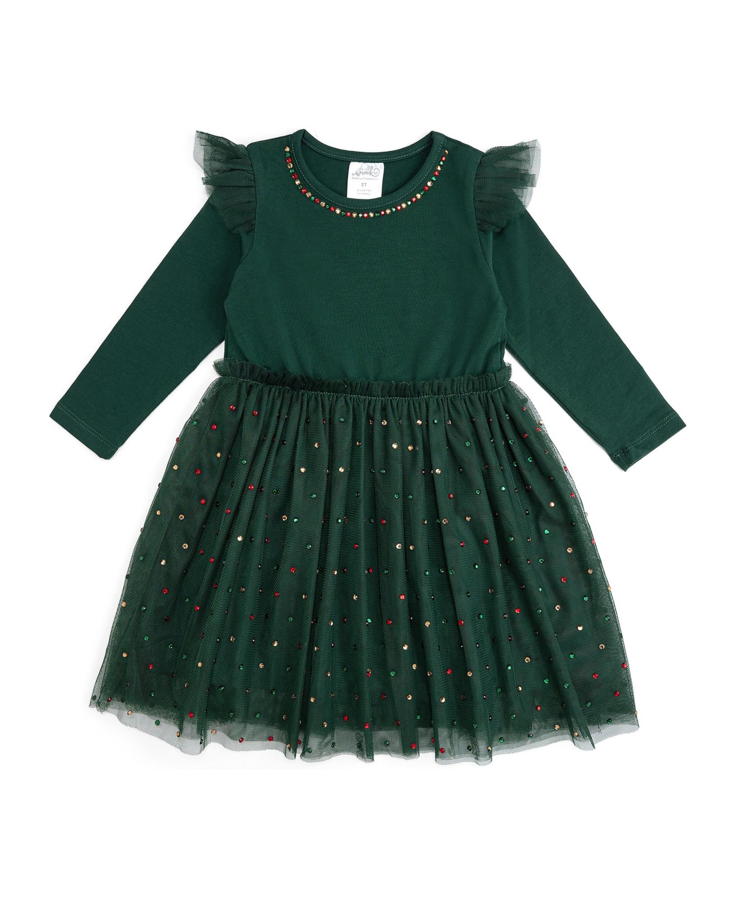 Girls' 4-16 Christmas Long-Sleeve Tutu Dress
