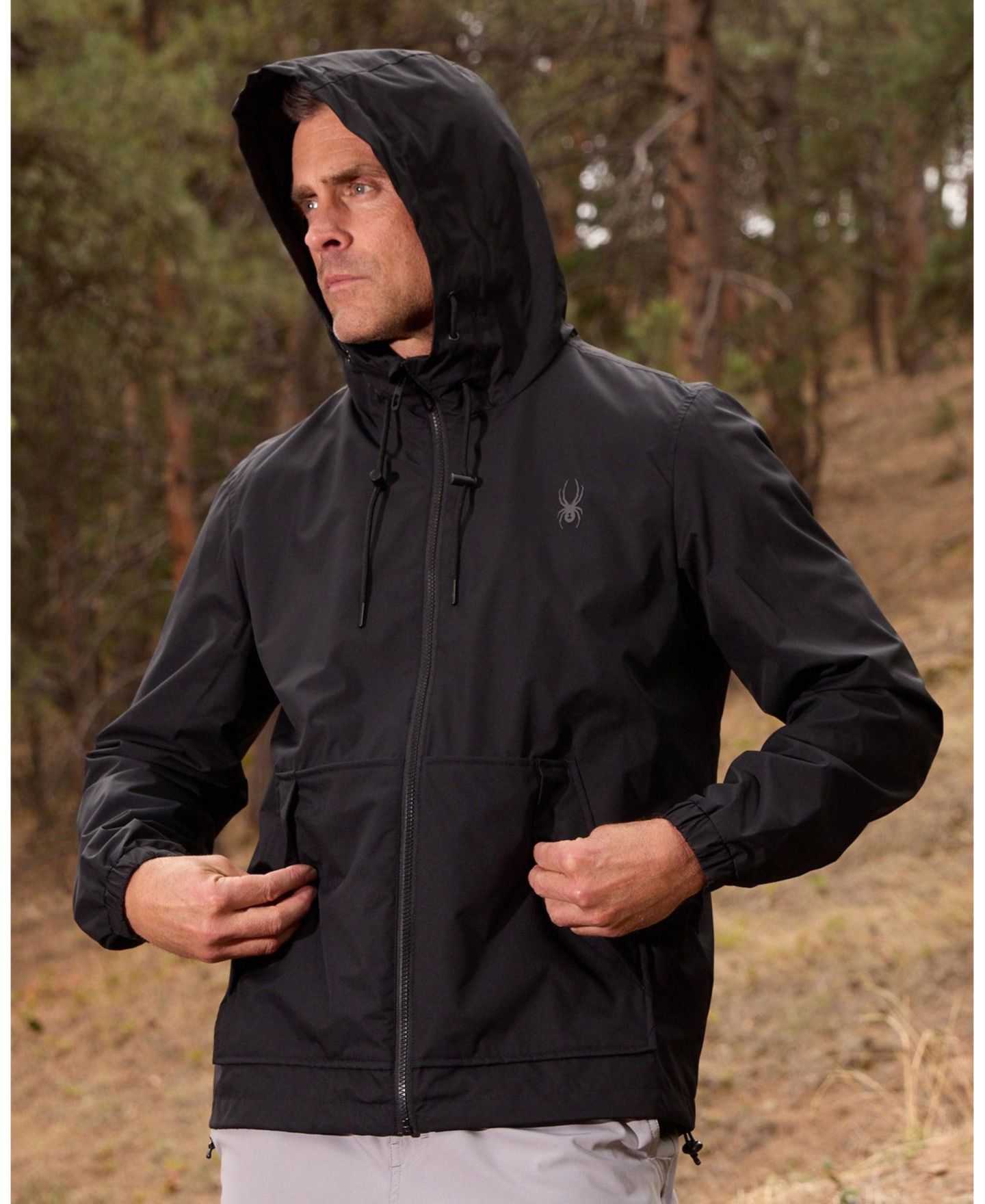 Мужская куртка Spyder Gale Lightweight Hooded Windbreaker, цвет: Чёрный — фото 5