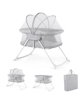 2 in 1 Baby Bassinet with Rocking Motion with Breathable Mesh