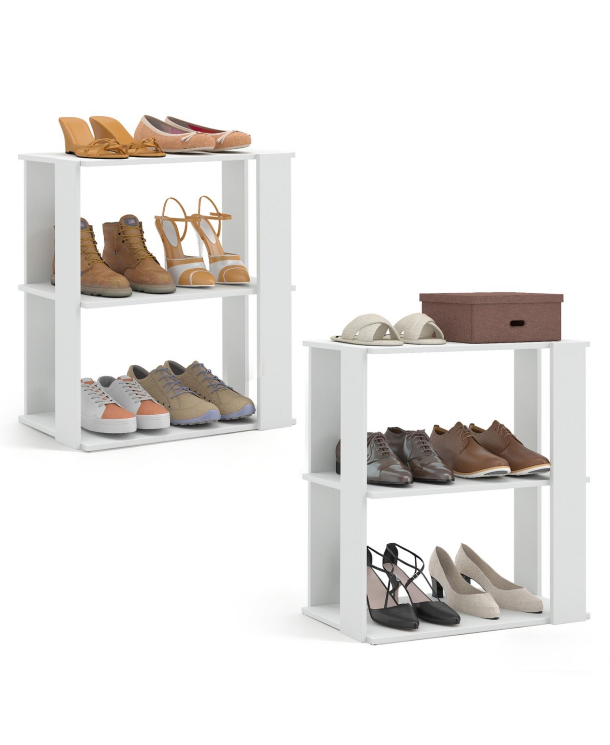 Mecale 3 Tier Shoe Rack Set of 2 with Stackable Design and Anti Tipping Device for Closet