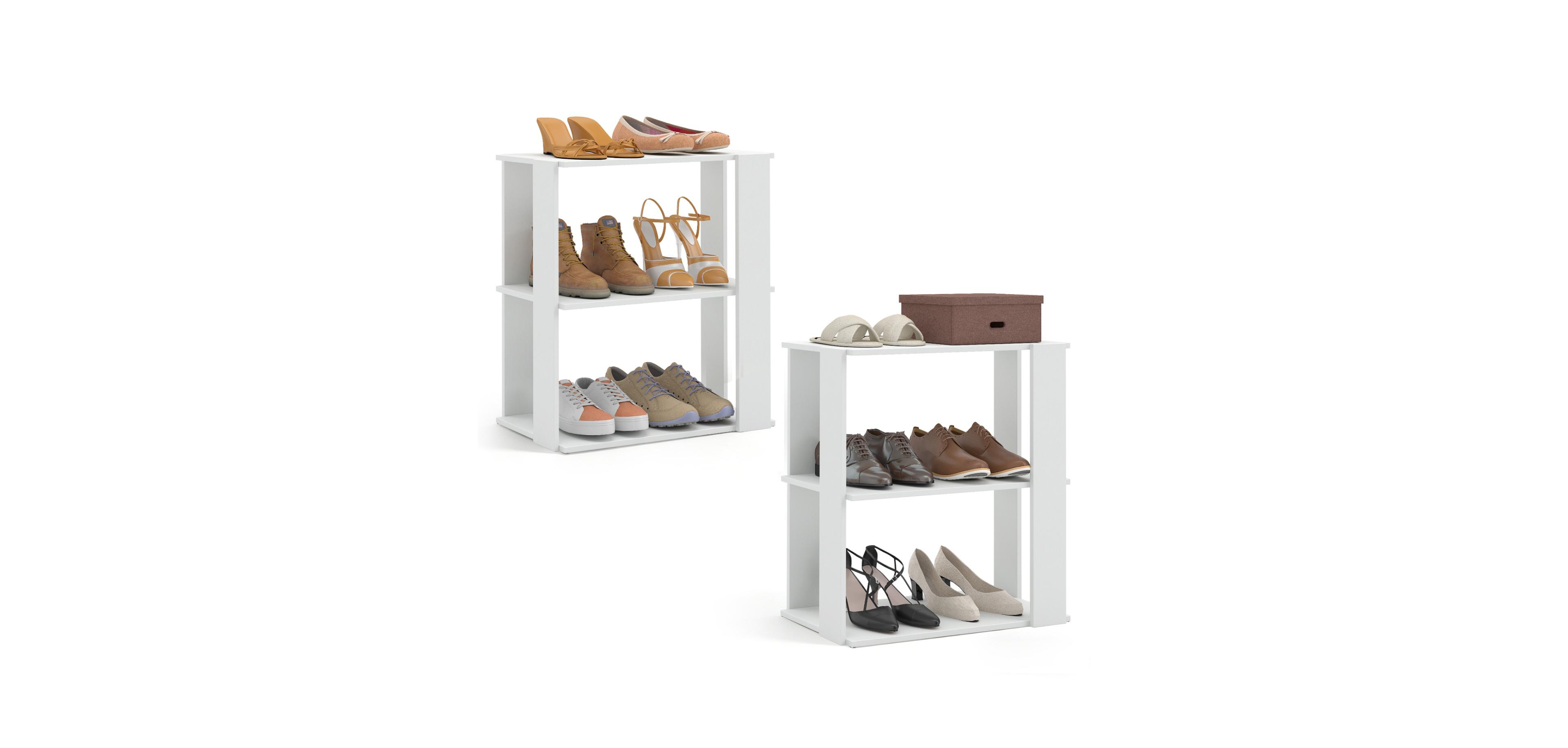 Mecale 3 Tier Shoe Rack Set of 2 with Stackable Design and Anti Tipping Device for Closet