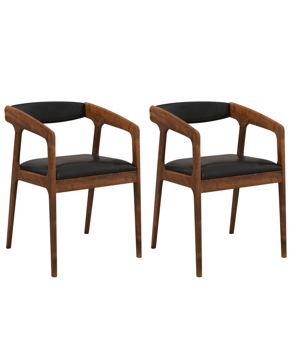 Mecale Upholstered Armchairs Set of 2 with Cozy Backrest and Padded Seat Cushion - Brown