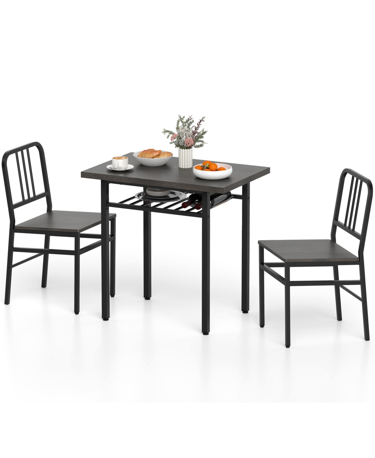 Mecale Rectangular Kitchen Table and 2 Chairs 3 Piece Dining Set - Gray