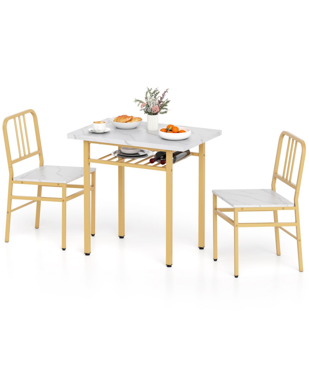 Mecale Rectangular Kitchen Table and 2 Chairs 3 Piece Dining Set - White