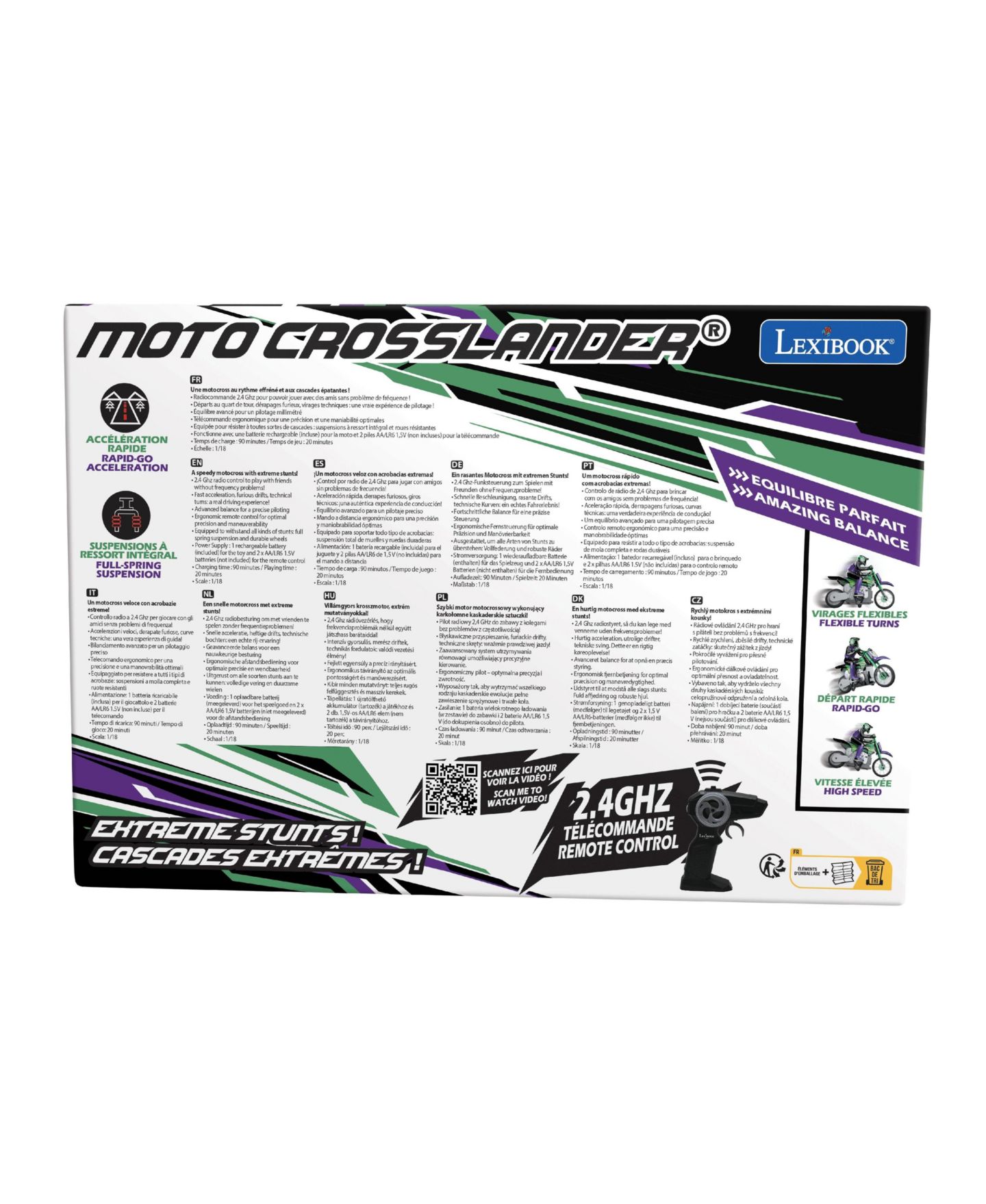 Детская игрушка Lexibook Crosslander Rechargeable Light Effects Off-Road RC Motorcycle, цвет: Зелёный — фото 7