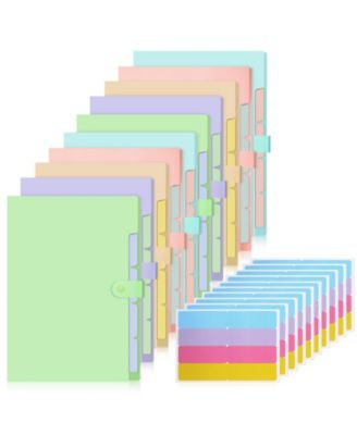 10 Packs 5 Pocket Expanding File Folders A4 Letter Size Document Organizer With 80 Labels