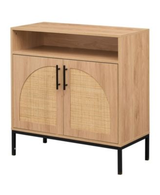Rattan-Door Sideboard Buffet Cabinet for Kitchen Storage