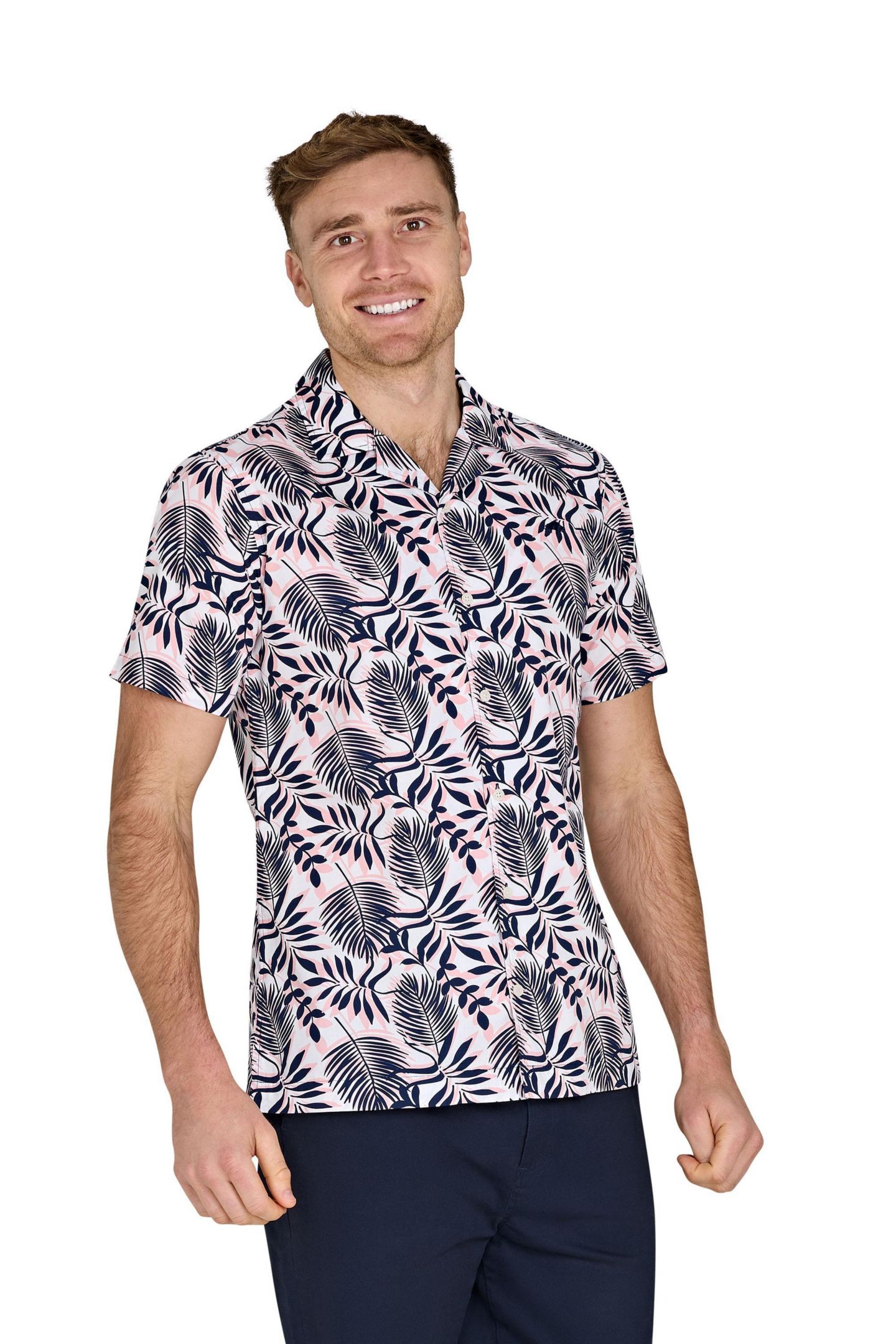 Мужская рубашка Raging Bull Large Fern Short-Sleeve Camp Classic-Fit, цвет: Тёмно-синий — фото 2