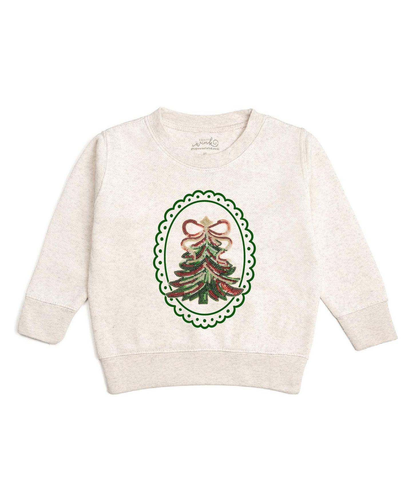 Толстовка Sweet Wink Sequin Christmas Tree Patch для девочек, цвет: Натуральный меланжевый — фото 1