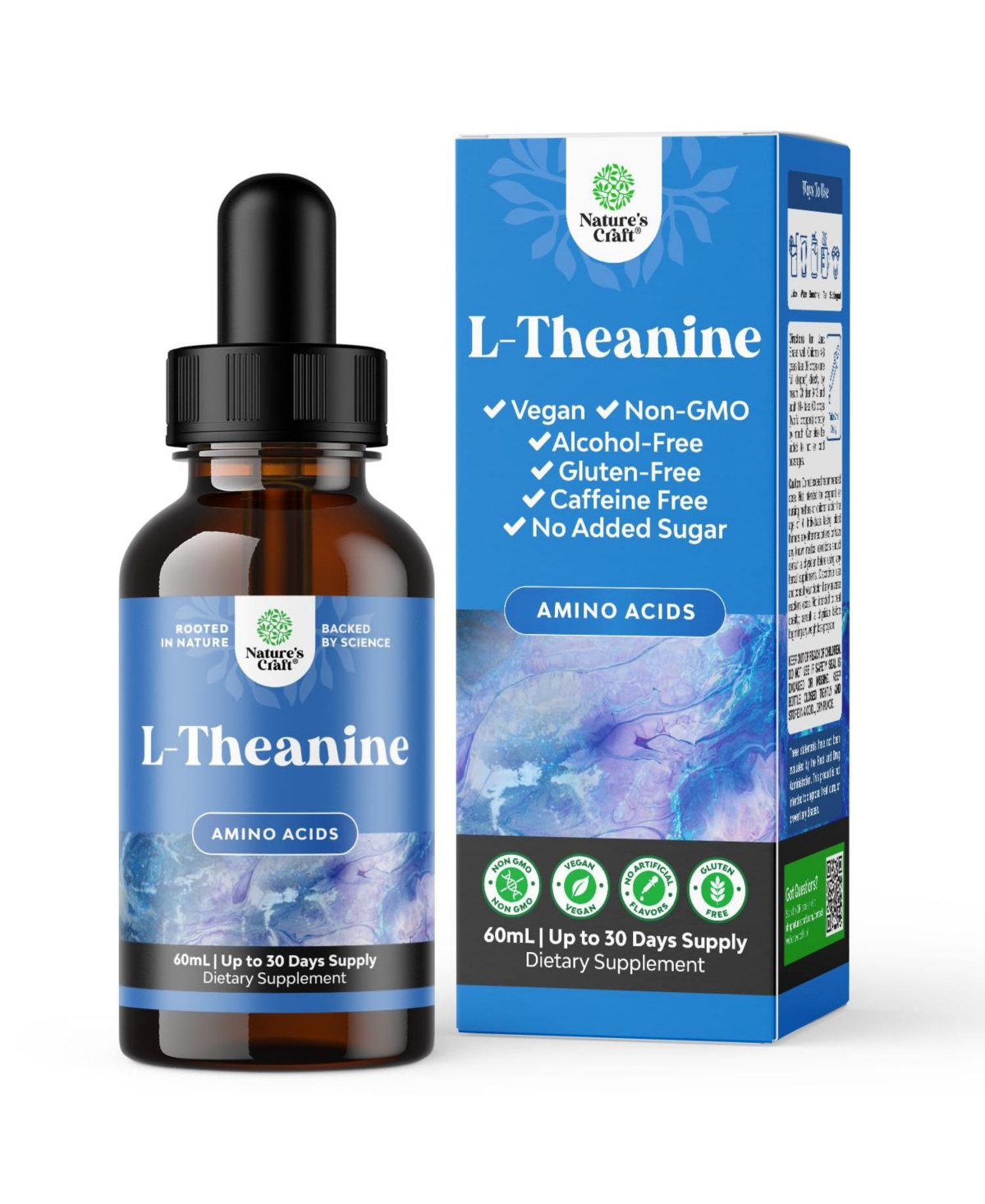 Nature's Craft L-Theanine Liquid Drops 200 Milligram Per Serving with Chamomile Extract Liquid Supplement for Adults and Kids 2 Fluid Ounce