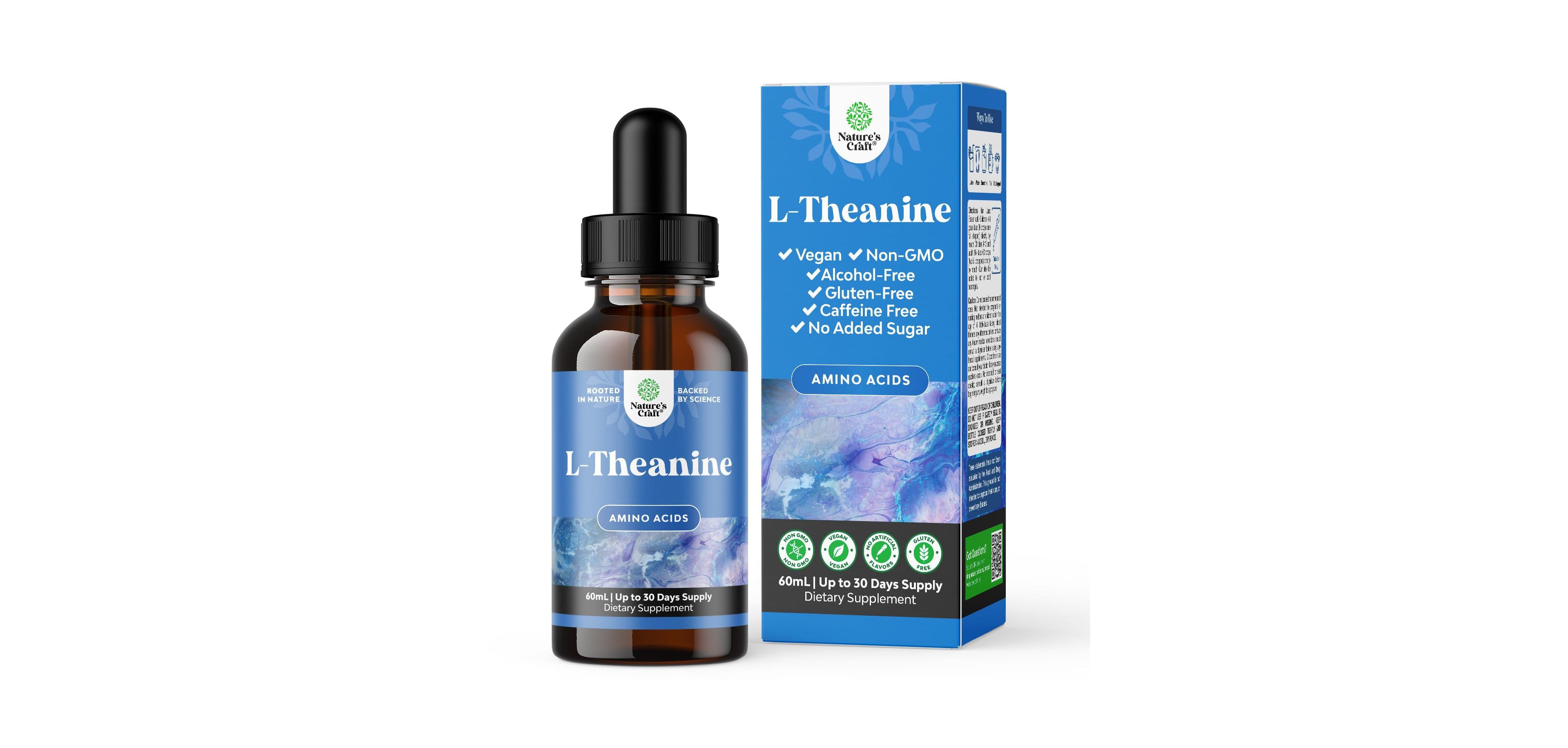 Nature's Craft L-Theanine Liquid Drops 200 Milligram Per Serving with Chamomile Extract Liquid Supplement for Adults and Kids 2 Fluid Ounce
