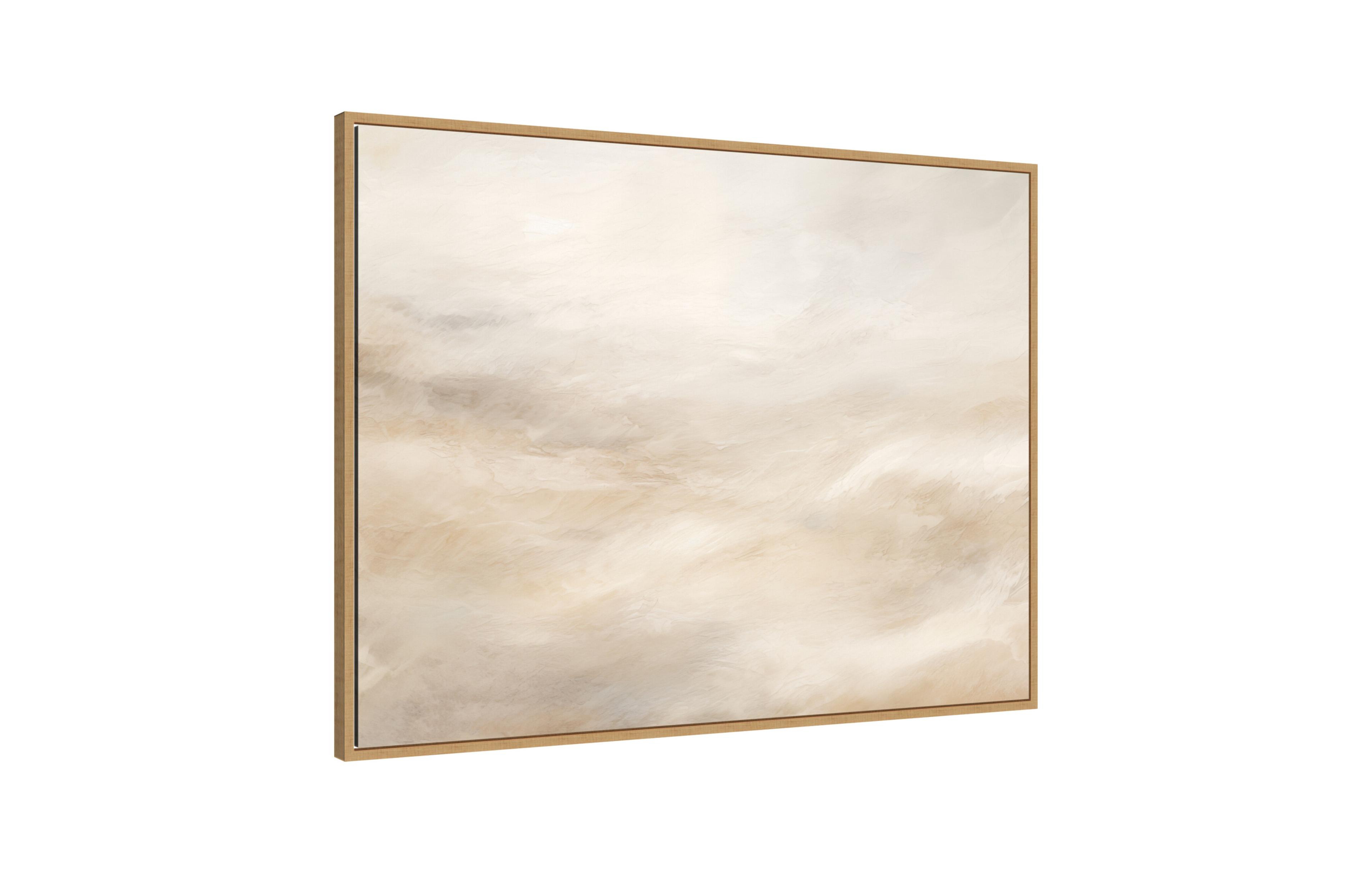 Kate and Laurel Sylvie Tonal Abstract Neutrals Horizontal Framed Canvas by The Creative Bunch Studio