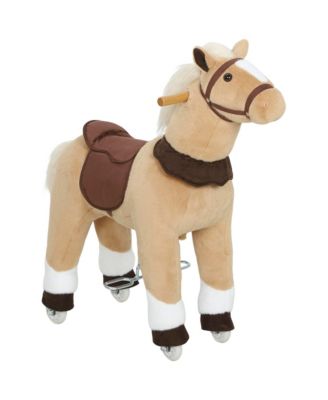 Walking Pony 31.5" Plush Pedal-Drive Rocking Horse with Wheels, 55-lb Capacity, Ages 3-5