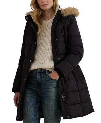 Women's Hooded Down Channel-Quilted Coat
