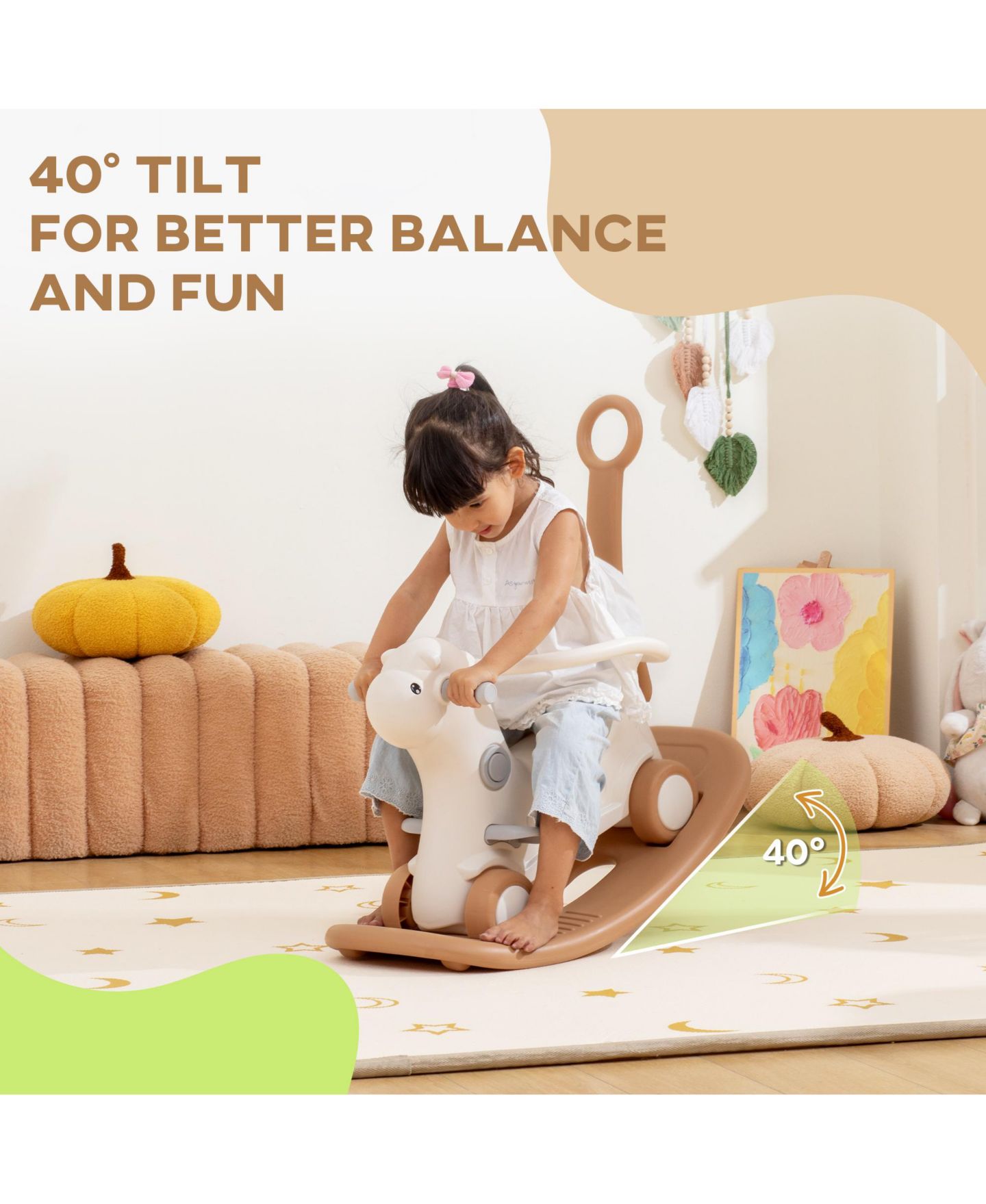 Детская игрушка Glintex 4-in-1 Rocking Horse with Detachable Balance Board and Push Handle, Ages 1-3, цвет: Коричневый — фото 5
