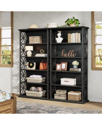 6-Tier 71" Industrial Bookshelf with Metal Frame Set of 2