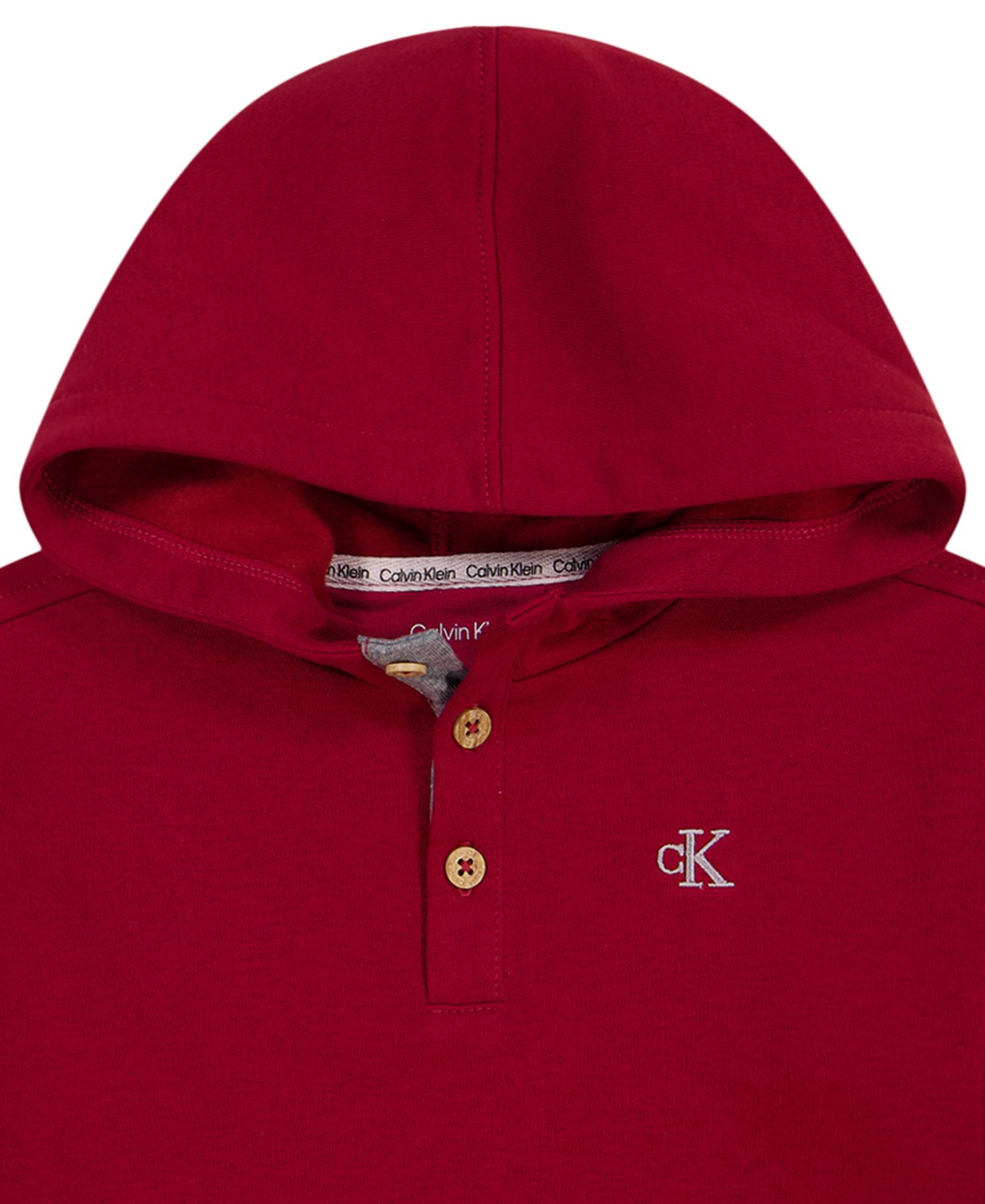 Детский флисовый комплект Calvin Klein для малыша: худи на пуговицах и брюки, 2 предмета, цвет: Каберне / Серый — фото 4
