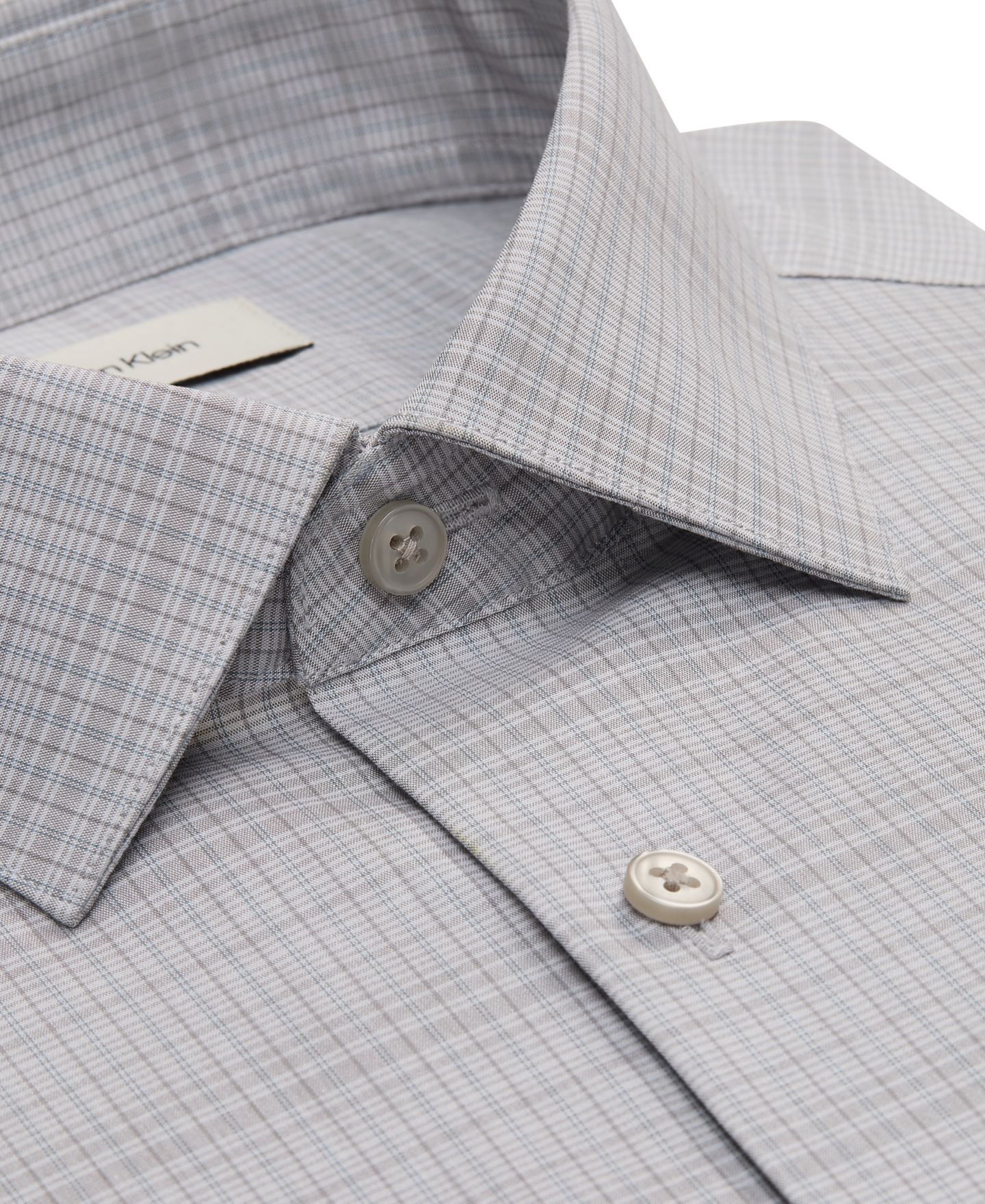 Мужская рубашка Calvin Klein Wrinkle-Free Slim-Fit Cotton-Blend Dress Shirt, цвет: Серый разноцветный — фото 4