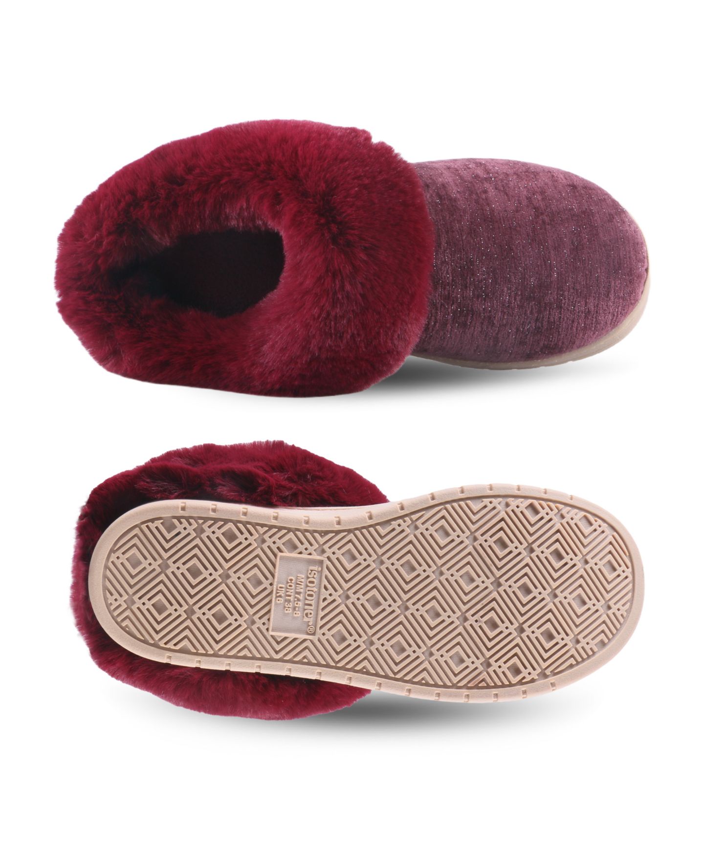 Женские сабо Isotoner Signature Faux Fur Trim Round-Toe, цвет: Burgandy — фото 4