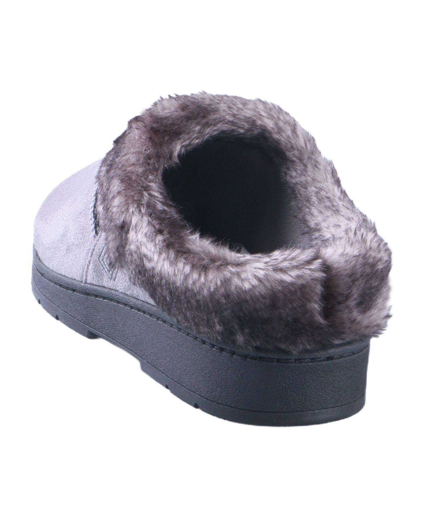 Женские сабо Isotoner Signature Clara Faux-Fur Trim Cushioned Footbed Clog Mules, цвет: Пепельный — фото 6