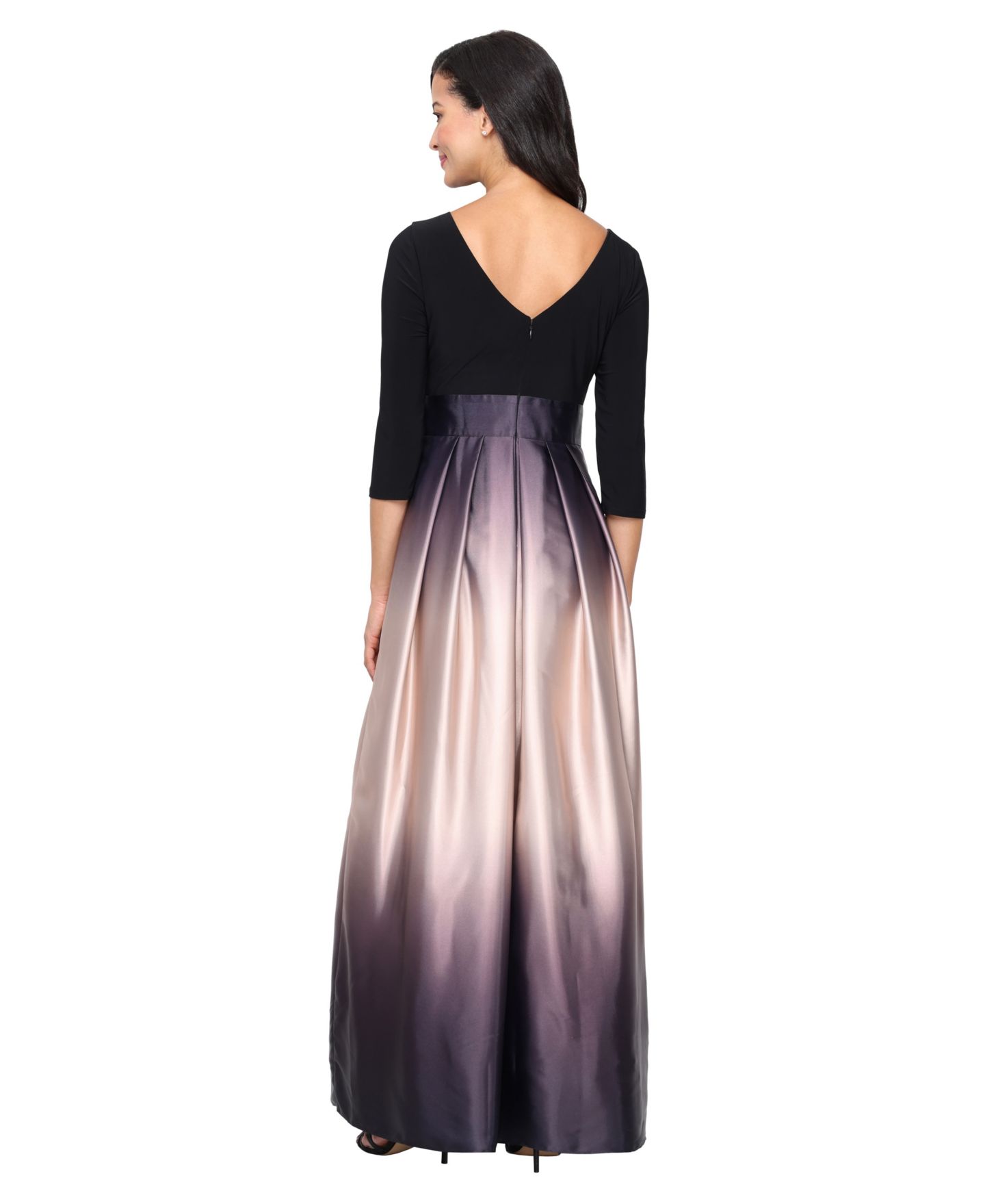 Женские платья SL Fashions 3/4-Sleeve Ombré Gown, цвет: Чёрный шампань — фото 2