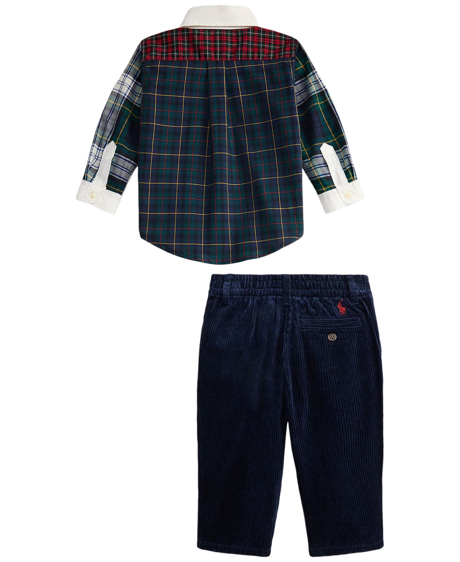 Baby Boys' Plaid Long-Sleeve Corduroy Shirt and Pant, 2-Piece Set