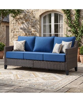 Horiz Outdoor Wicker 3-Seat Patio Sofa, Luxury Outdoor Couch with 6-inch Thick Cushions