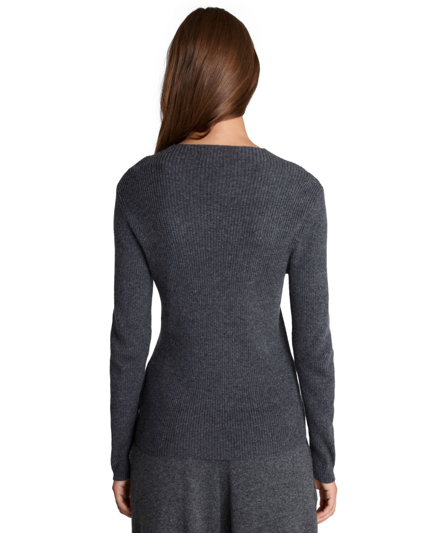 Женский свитер Kenneth Cole Ribbed Funnel Neck Long-Sleeve, цвет: Тёмный меланжевый серый — фото 5