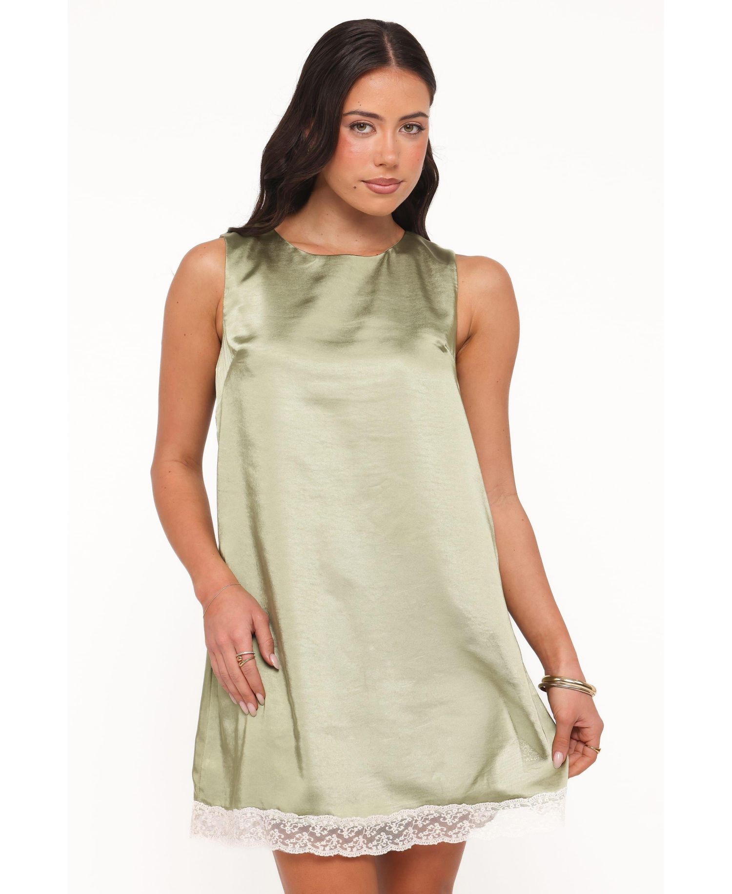 Women's Gretel High-Neckline Lace-Trim Mini Dress