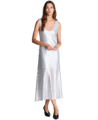 Women's Tank Slip Midi Sequin Scoop Neck Dress