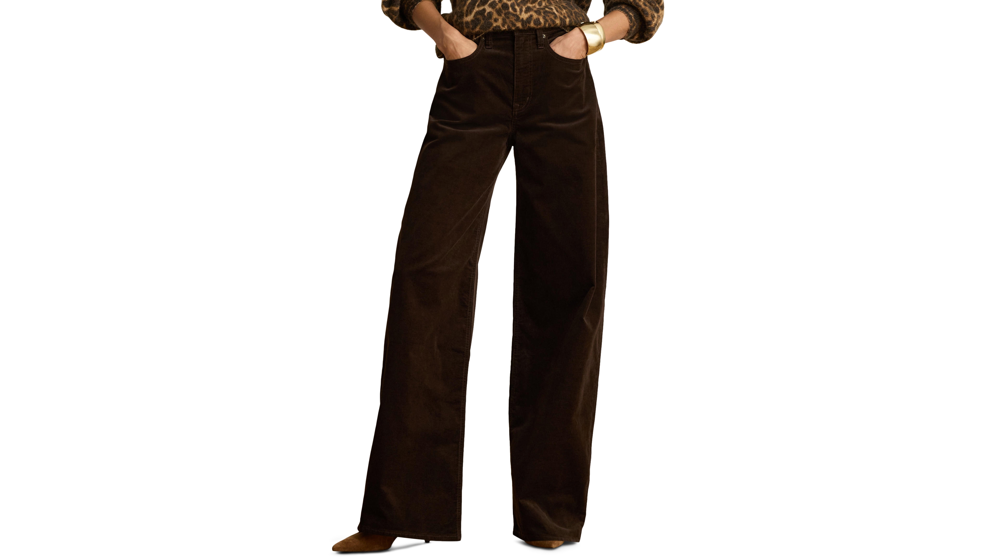 Lauren Ralph Women's Corduroy High-Rise Wide-Leg Pants