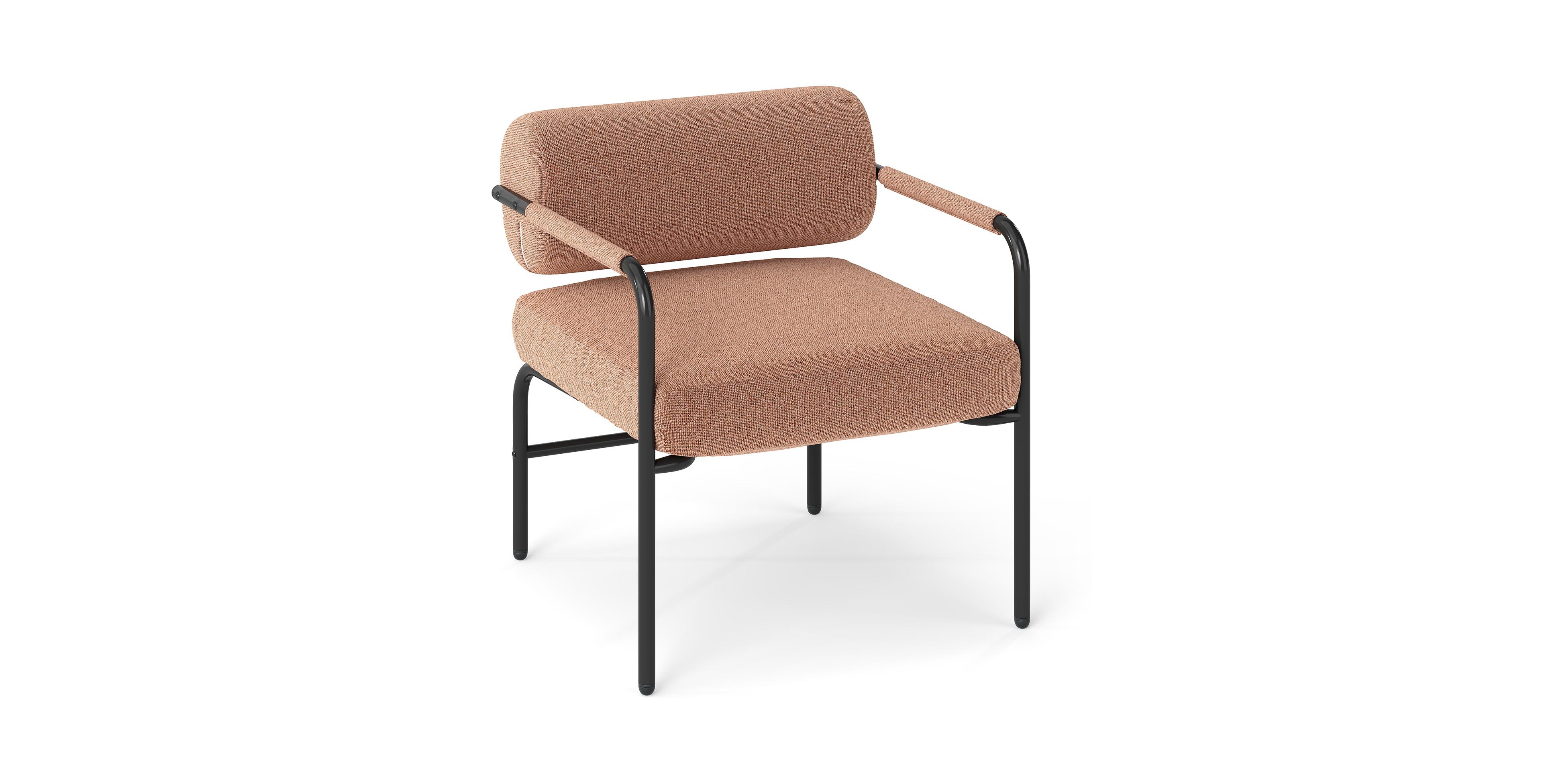 Mecale Velvet Upholstered Accent Chair with Cylindrical Backrest and Metal Armrests