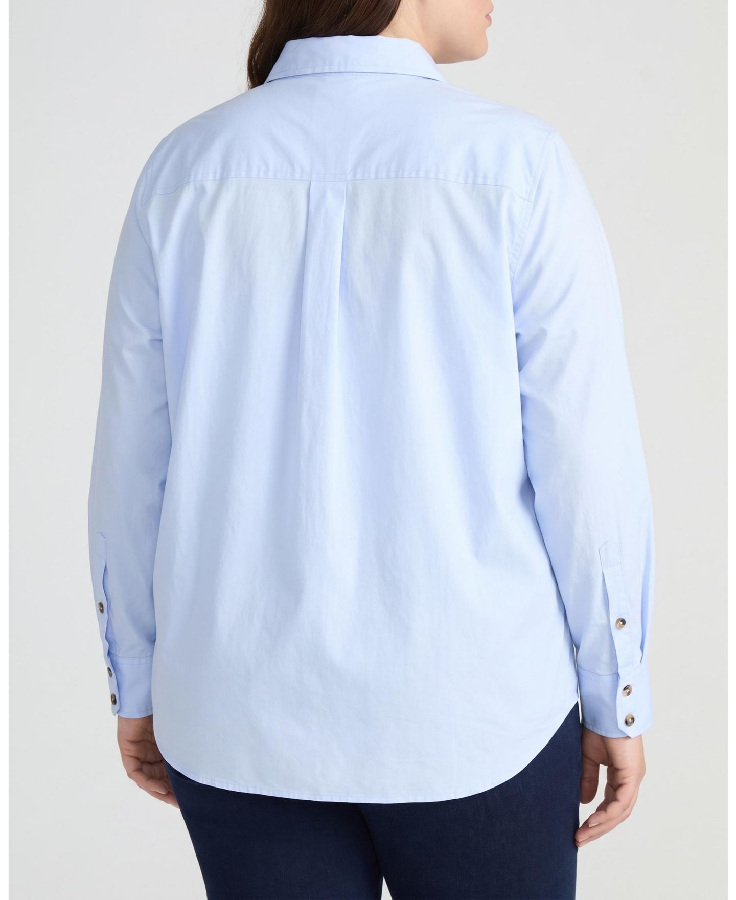 Женская рубашка Universal Standard Plus Size Elbe Classic-Fit Stretch-Poplin, цвет: Синий — фото 2