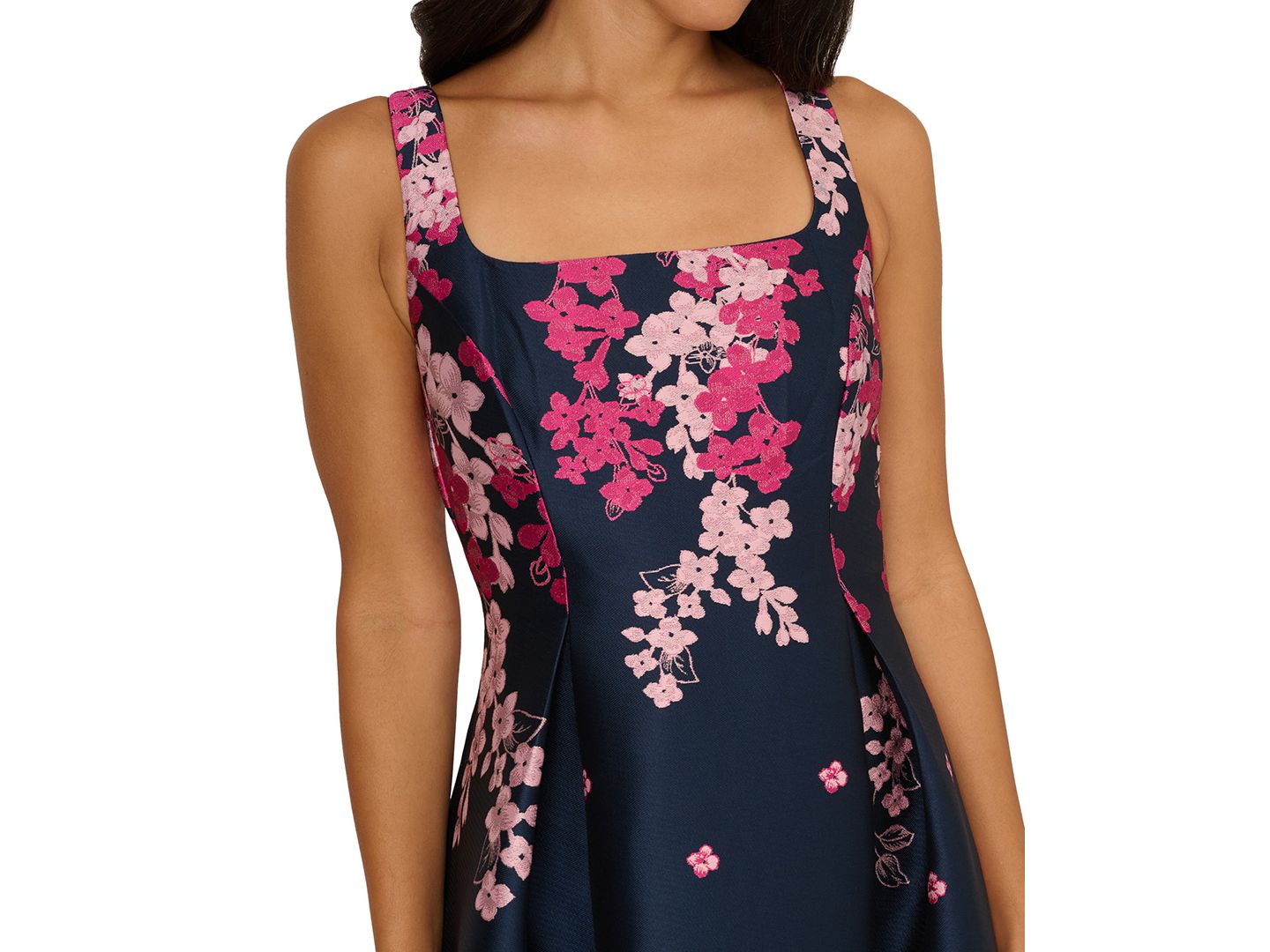 Женское платье Adrianna Papell Jacquard Fit & Flare, цвет: Тёмно-синий розовый разноцветный — фото 3