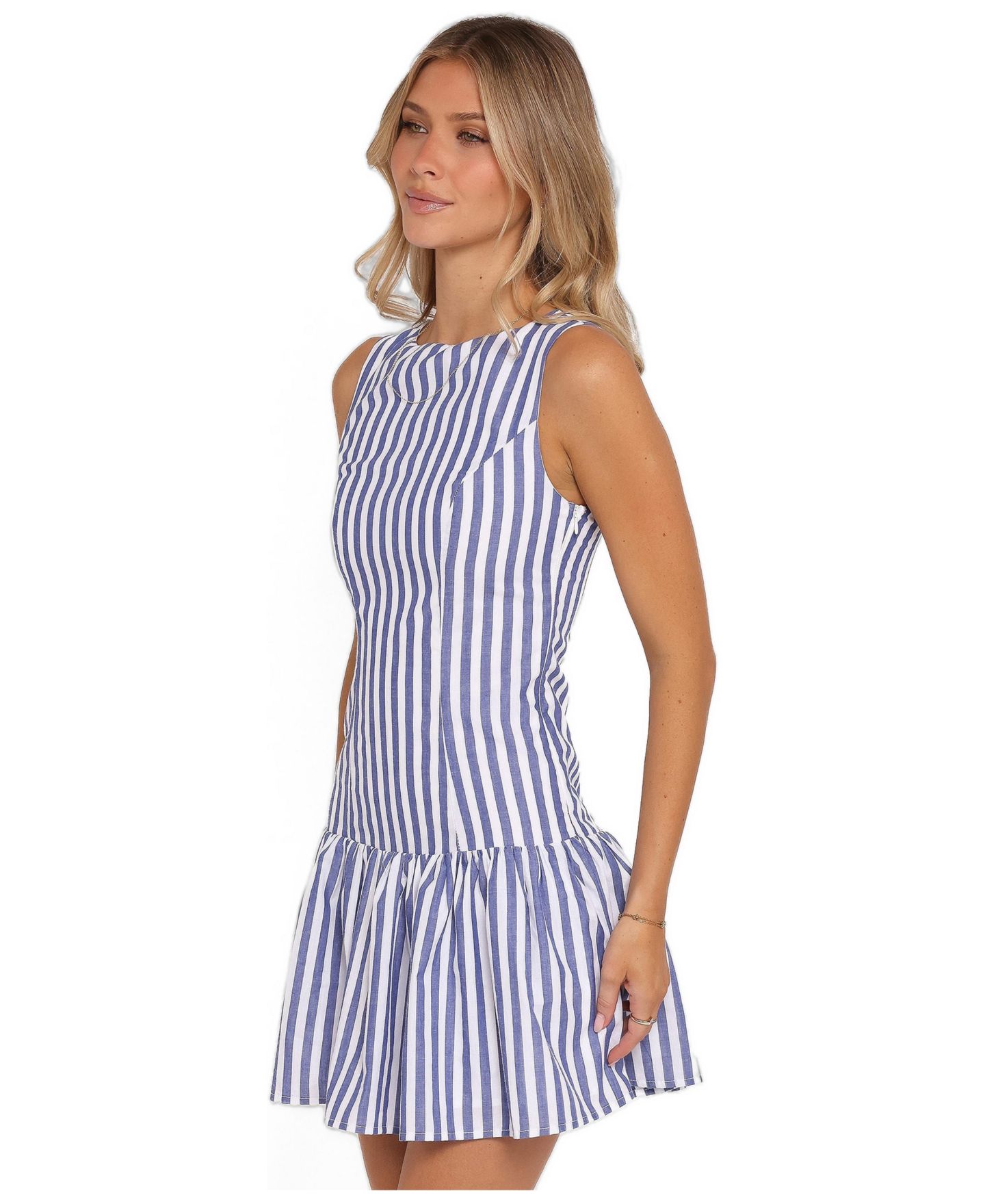 Женское платье Petal and Pup Marella Ruffle Stripe-Print Mini, цвет: Синий полосатый — фото 2
