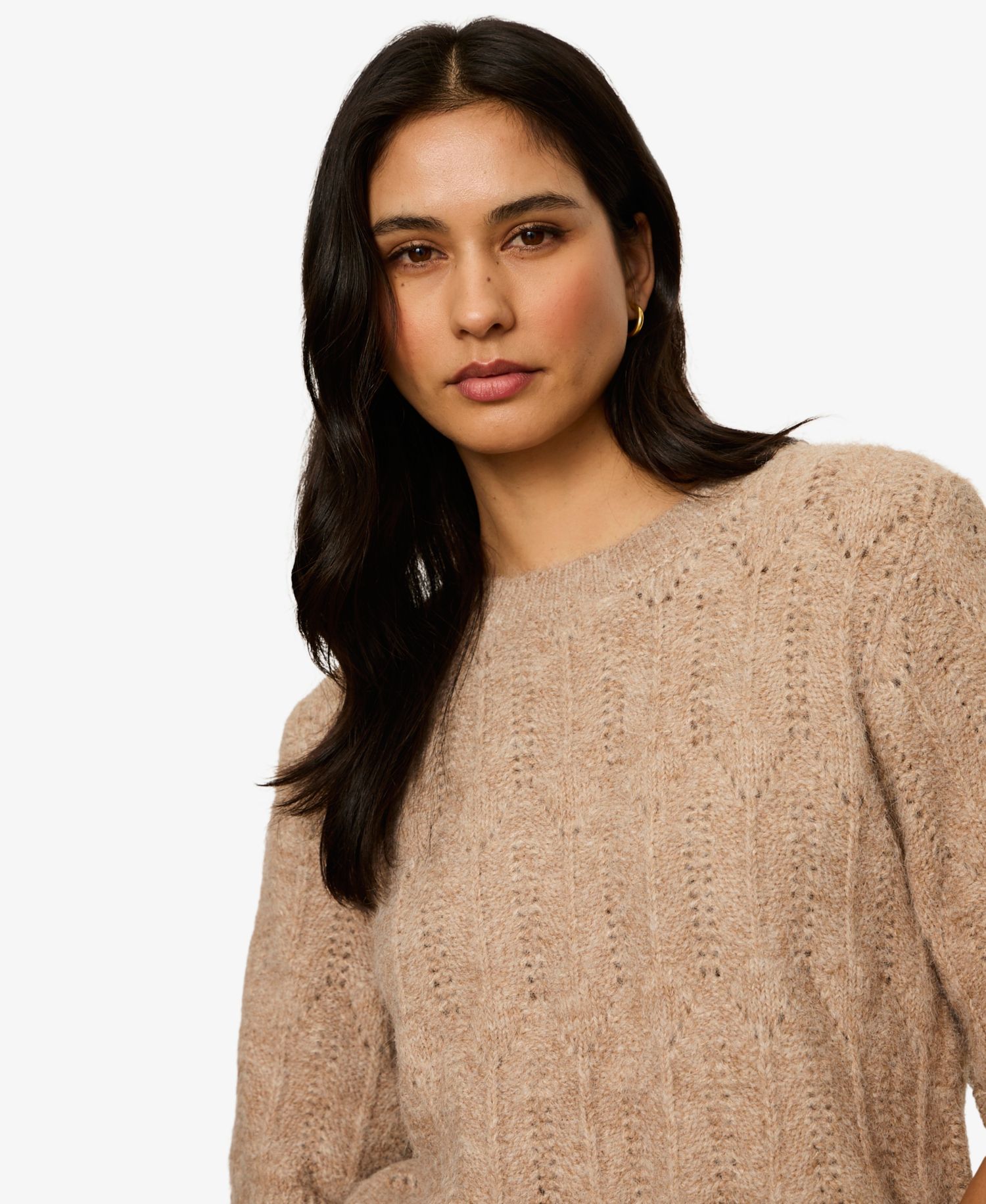 Women's Pointelle Short-Sleeve Crewneck Sweater Tee