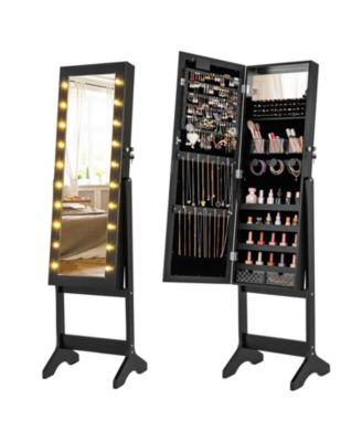 Mirror Jewelry Cabinet with 20 Warm Lights and 4 Tilt Angles