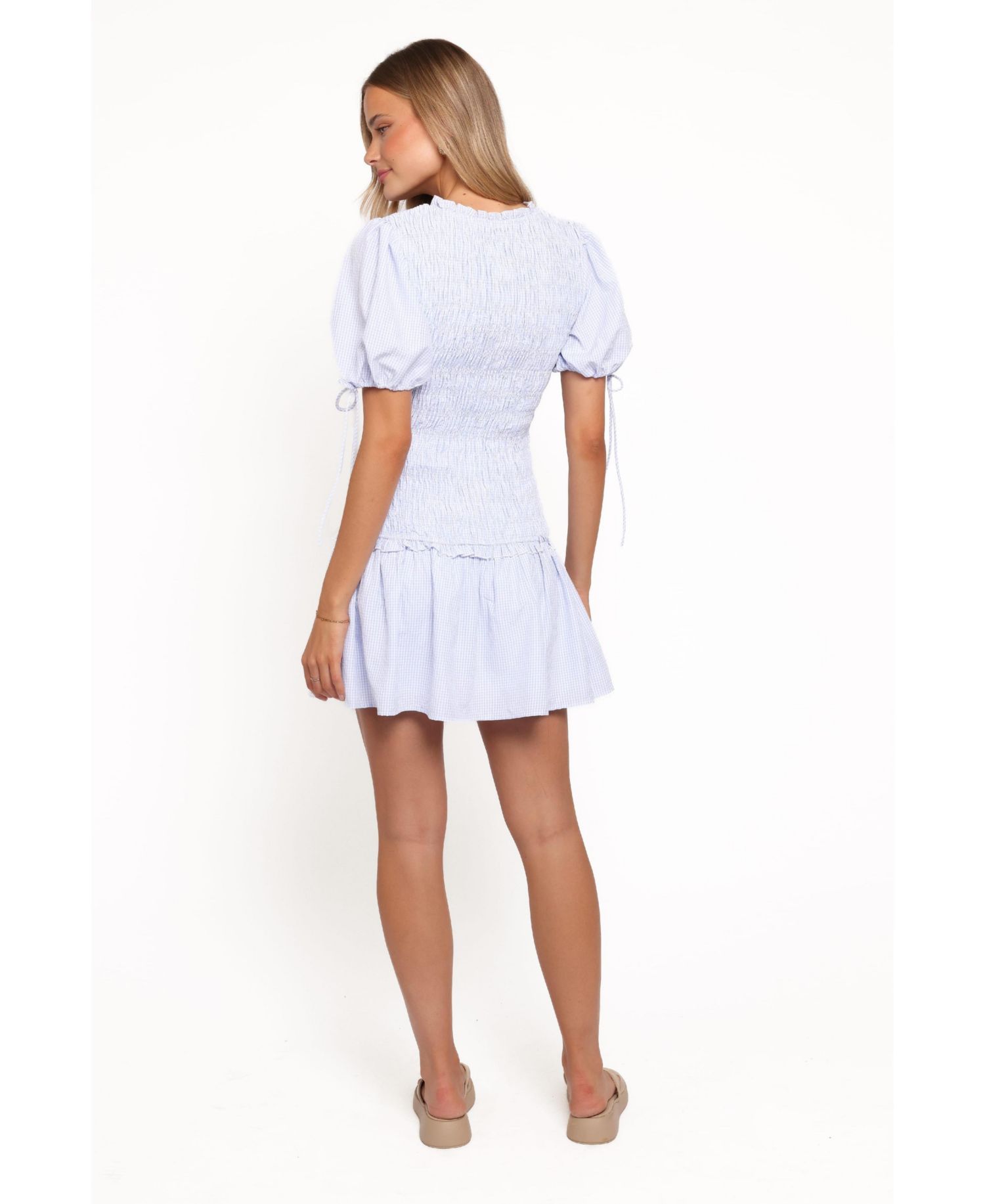 Women's Kaelyn Fit & Flare Puff Sleeve Gingham Mini Dress