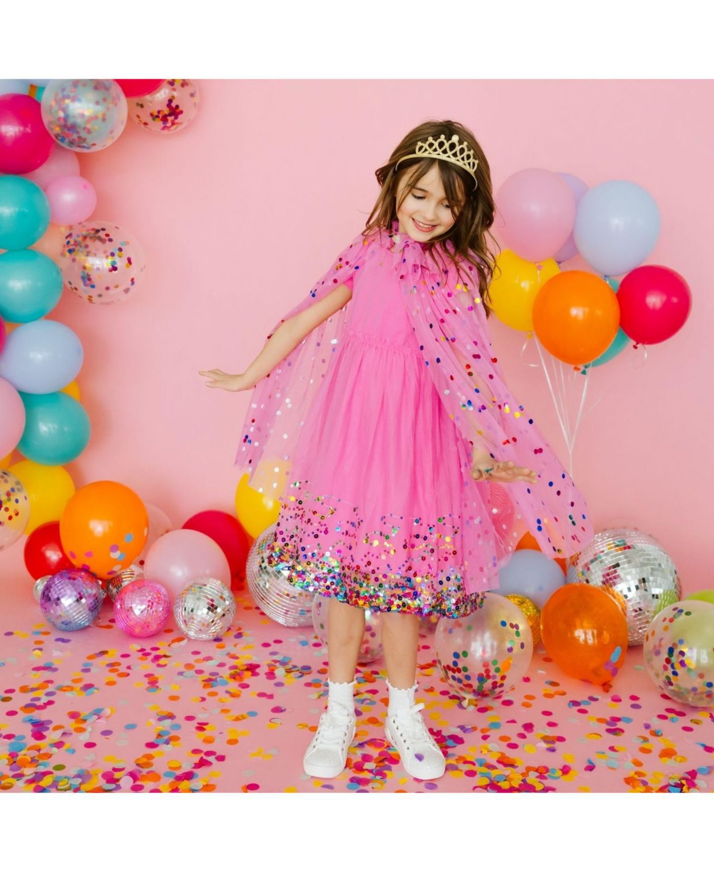Платье Sweet Wink Raspberry Confetti Short Sleeve Tutu Dress для девочек, цвет: Малиновый — фото 3
