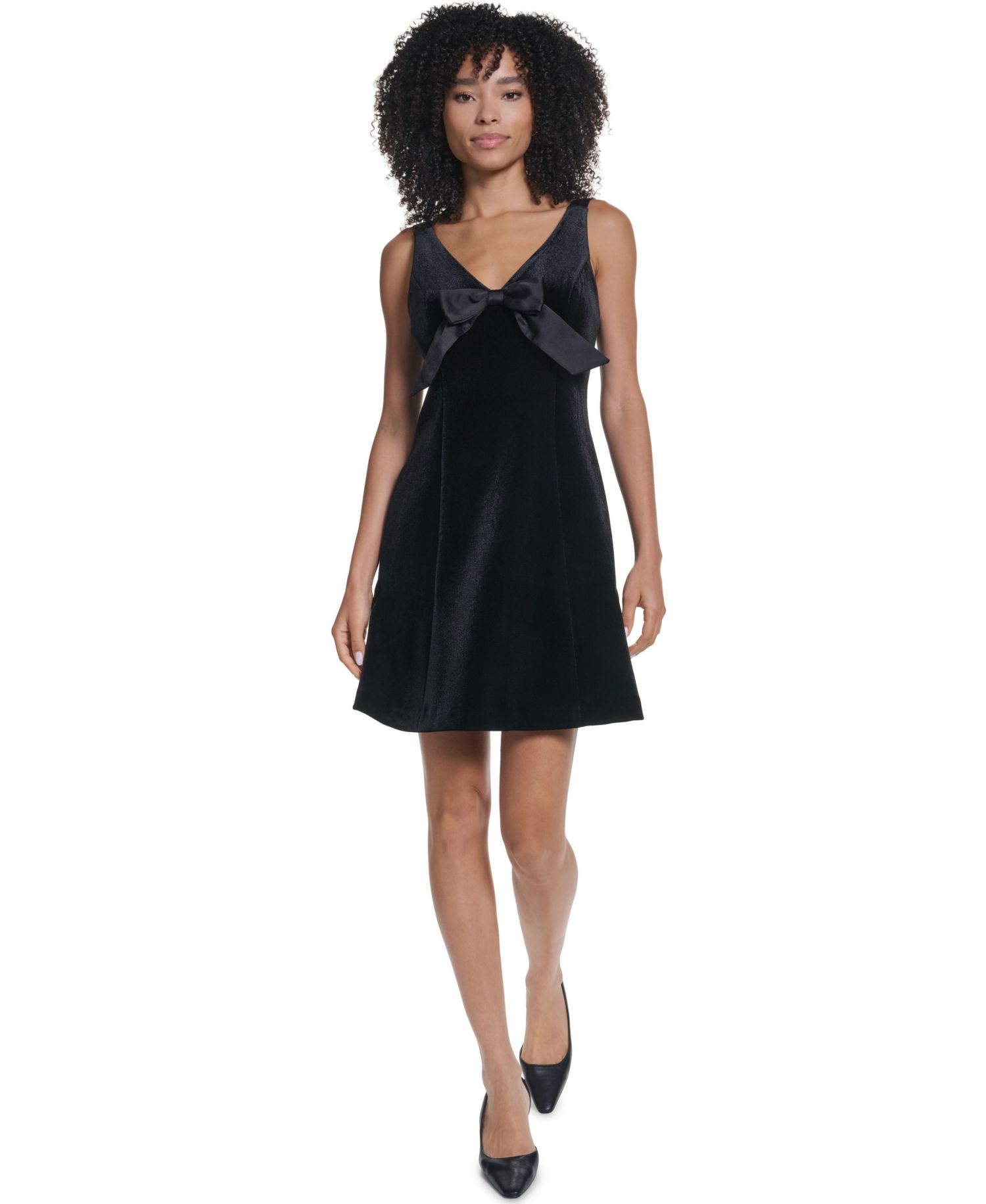 Women's Velvet Fit & Flare V-Neck Dress