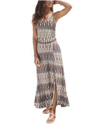 Women's Printed Side-Slit Scoop Neck Maxi Dress