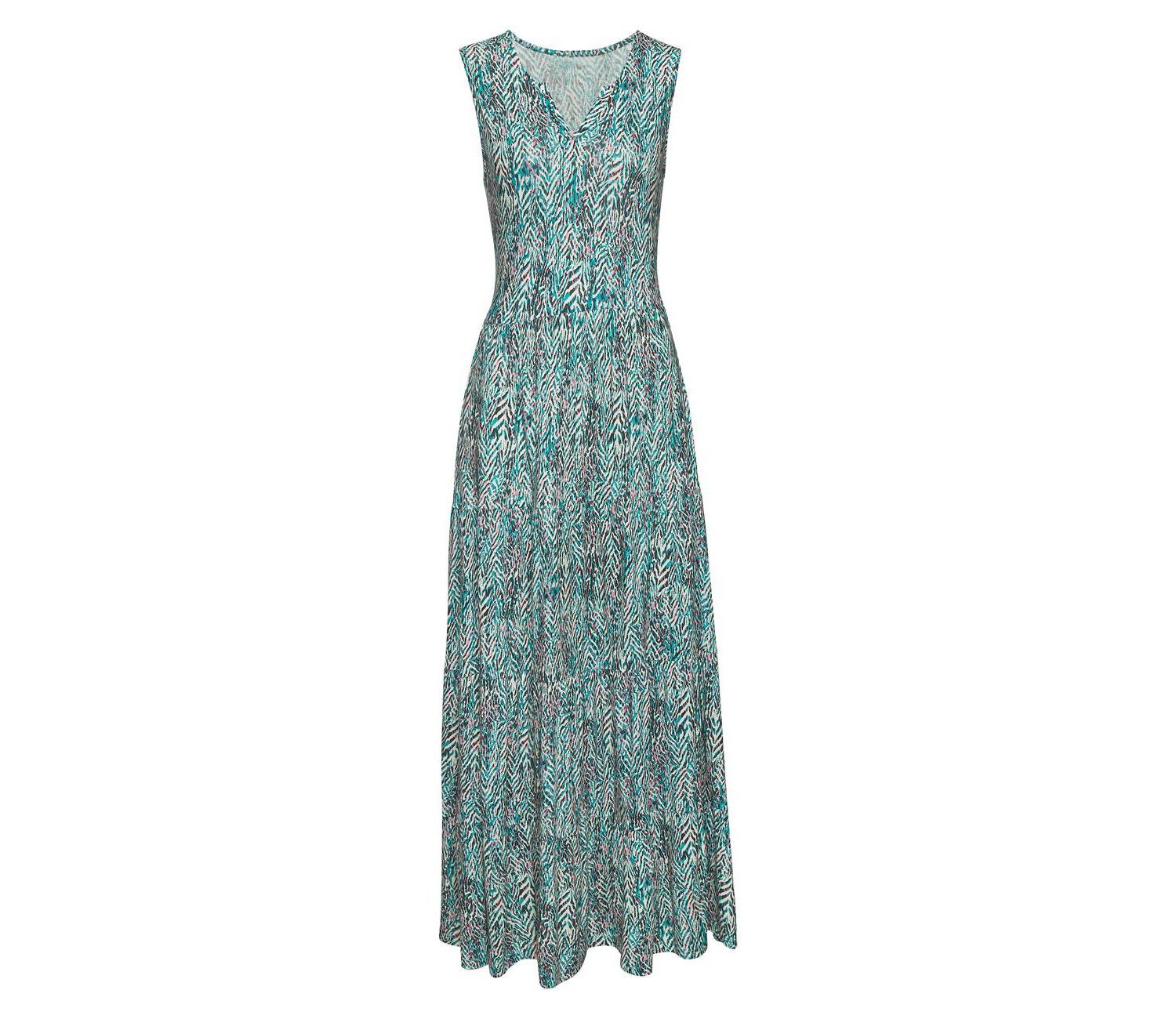 Women's A-Line Printed Notch-Neck Maxi Dress