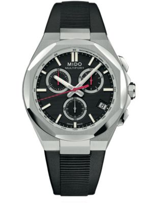 Men's Swiss Quartz Multifort 8 Chronograph Black Rubber Strap Watch 42mm