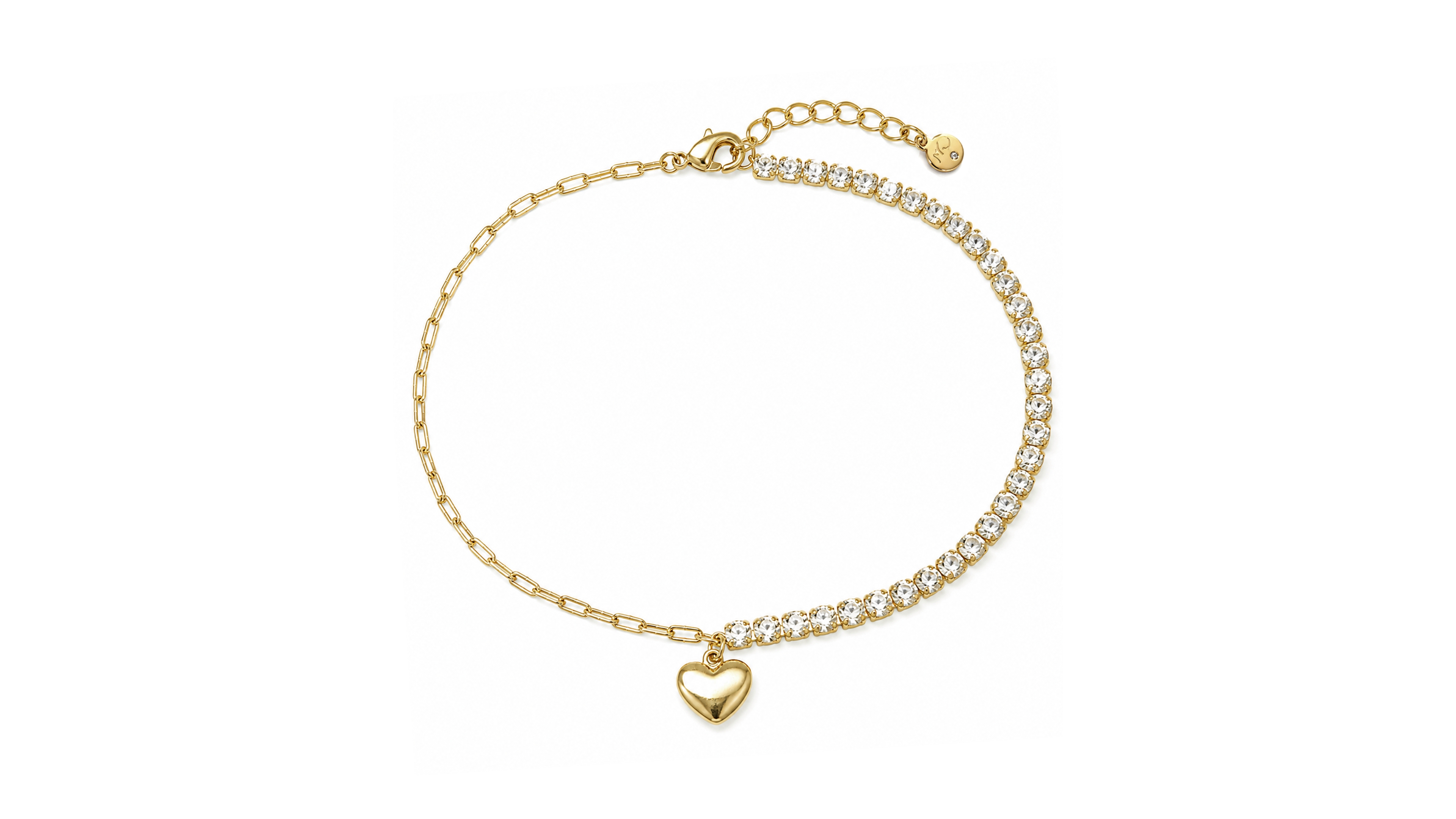 And Now This Chain Heart Charm Anklet in Silver Plate