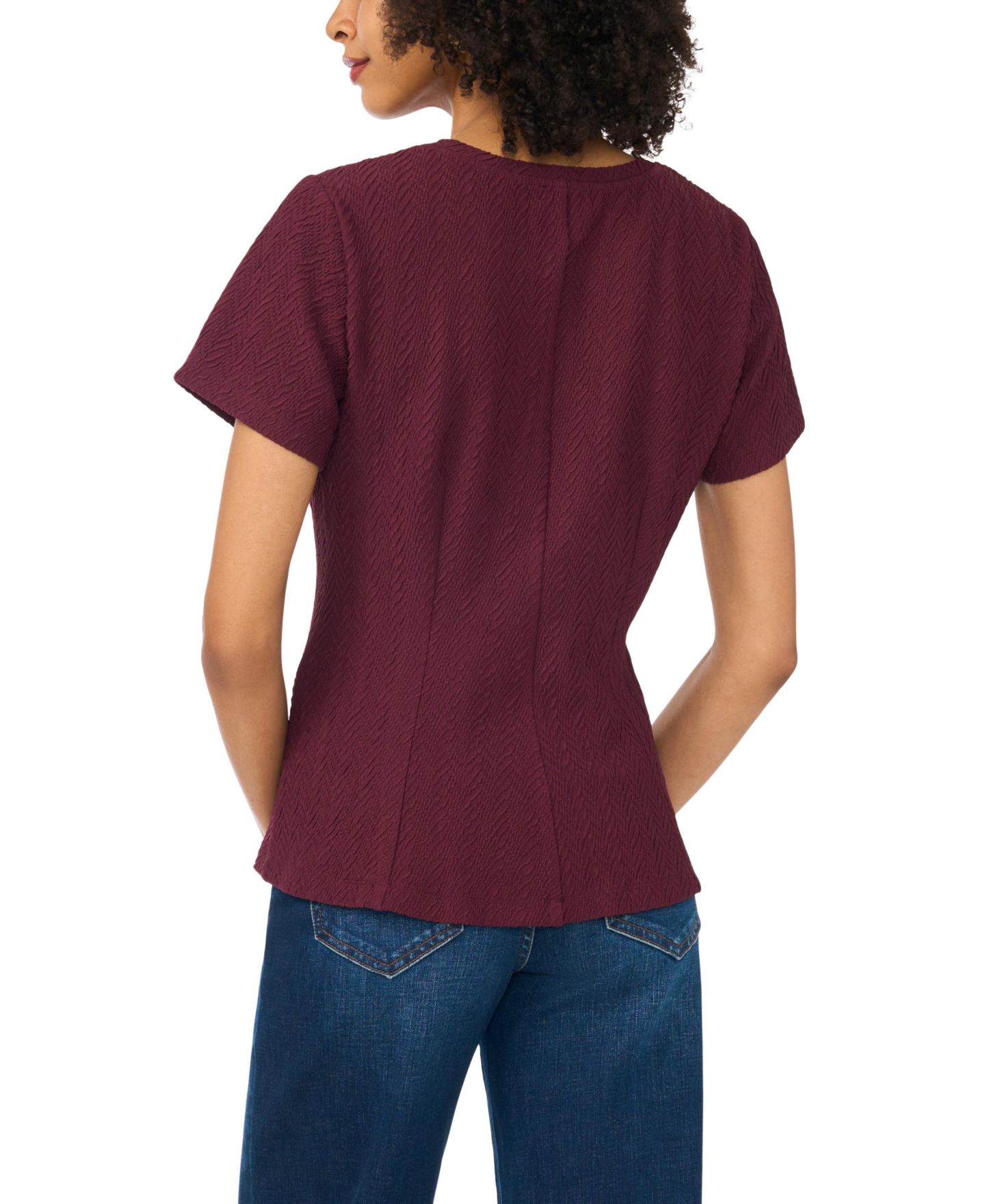 Женская футболка Vince Camuto Crewneck Peplum, цвет: Ягодный — фото 4