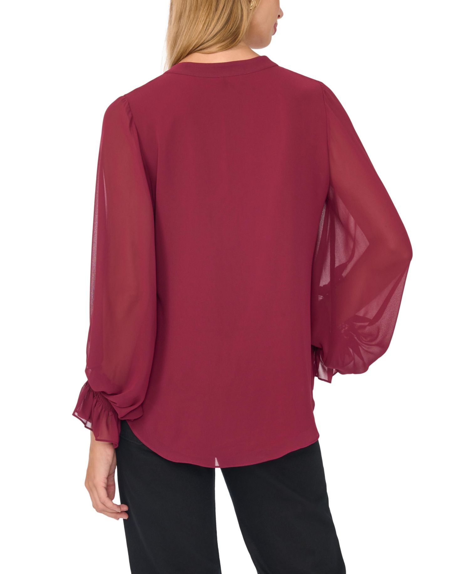 Women's Split-Neck Long-Sleeve Top